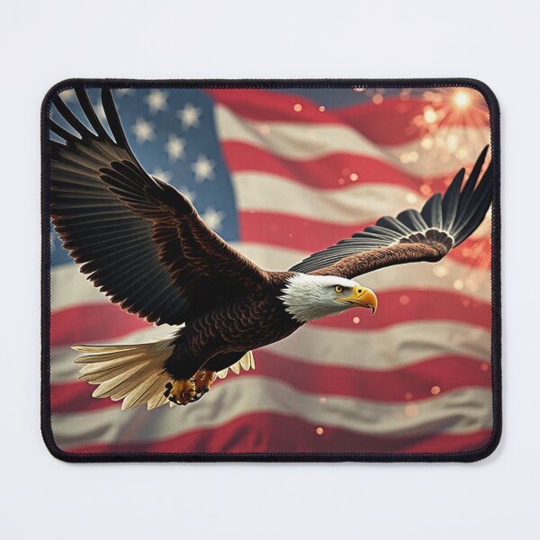 Item preview, Freedom in Flight: Bald Eagle with USA Flag & Fireworks for Independence Day designed and sold by WelSol.