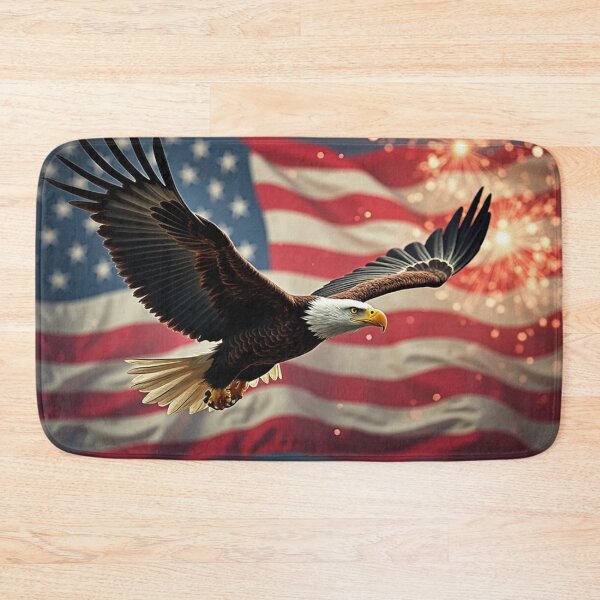 Item preview, Freedom in Flight: Bald Eagle with USA Flag & Fireworks for Independence Day designed and sold by WelSol.