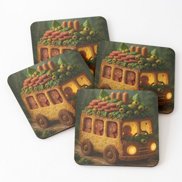 Item preview, Snack Bus Forest Adventure – Whimsical Food Car Art designed and sold by TheoVerse.