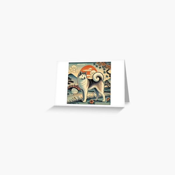 Item preview, Noble Akita in a Scenic Landscape - Japanese Animal Art designed and sold by Enoki design.