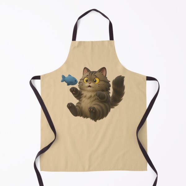 Item preview, Surprised Chubby Cat with Blue Fish – Cute 3D Cartoon Kitten Art designed and sold by iamwonderkitty.