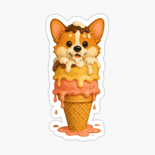 Item preview, Ice Cream Corgi – Cute Melting Triple Scoop Surprise designed and sold by ColorSplash123.