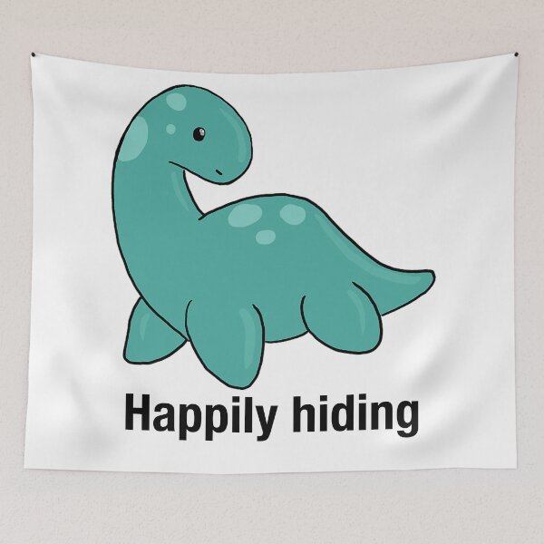 Item preview, Happily Hiding – Cute Loch Ness Monster Cryptid | Shy Cozy Dinosaur Art designed and sold by graceirisart.