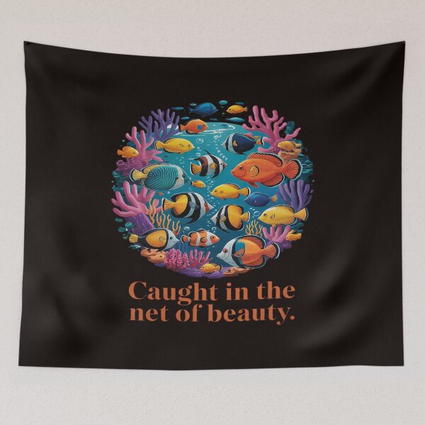 Item preview, Caught In The Net Of Beauty Funny Aquarium Humor Aquarist designed and sold by MAKOPOKOShop.