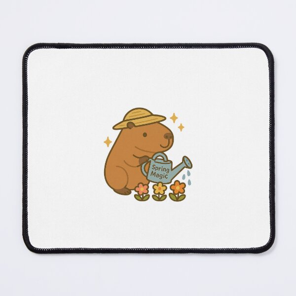 Item preview, Kawaii Capybara Gardener Watering Flowers with Spring Magic designed and sold by cloudsnacks.