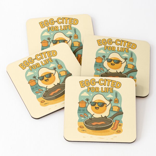 Item preview, Egg-cited For Life – Funny Happy Egg Breakfast Illustration designed and sold by Patternicity.