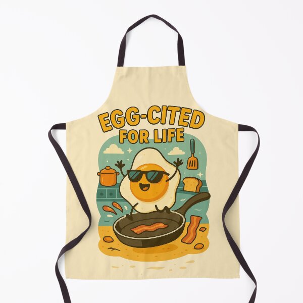 Item preview, Egg-cited For Life – Funny Happy Egg Breakfast Illustration designed and sold by Patternicity.