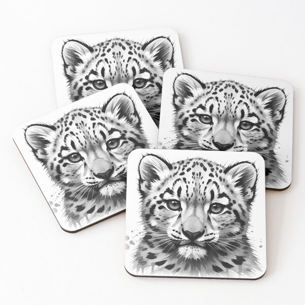 Item preview, Snow Leopard Cub – Digital Ink Portrait  designed and sold by Typeglyphs.