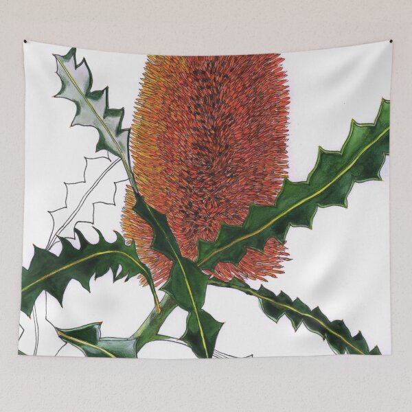Aperçu de l'œuvre Banksia fleur flore australienne orange créée et vendue par blueidesign.
