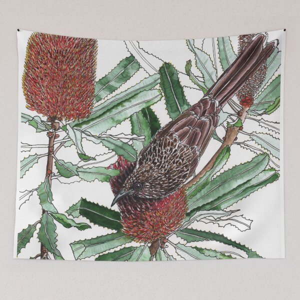 Item preview, Wattlebird Banksia flowers designed and sold by blueidesign.