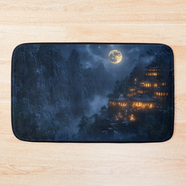 Item preview, Temple Beneath the Full Moon in Japanese Style designed and sold by Cozirlax.
