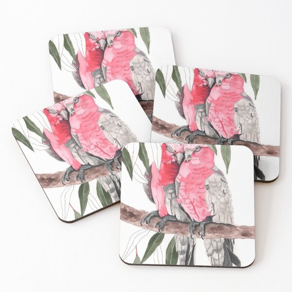 Item preview, Galahs Pair Pink Australian Birds Eucalyptus designed and sold by blueidesign.