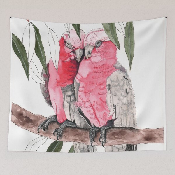 Item preview, Galahs Pair Pink Australian Birds Eucalyptus designed and sold by blueidesign.