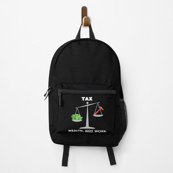 Item preview, TAX WEALTH, NOT WORK. black background white text designed and sold by RedOrBlueIts4U.
