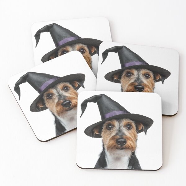 Item preview, Wire Fox Terrier dog Wearing Halloween Witch Hat designed and sold by LazyOwlStore.