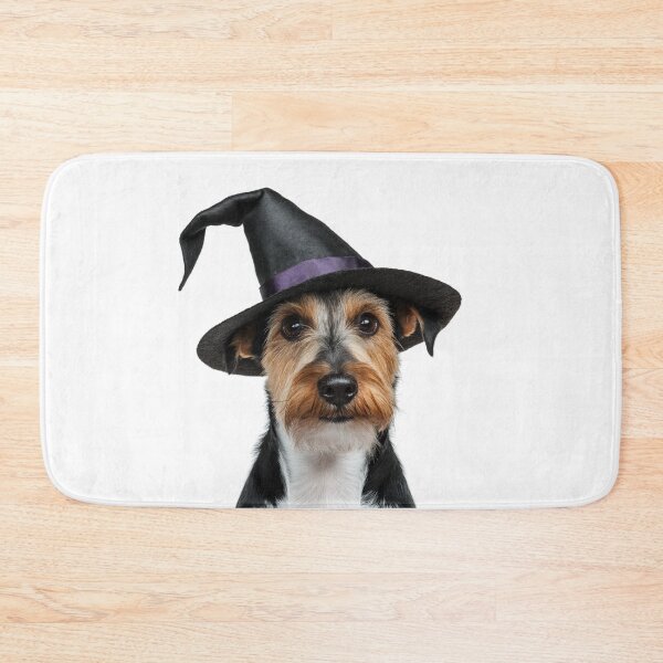 Item preview, Wire Fox Terrier dog Wearing Halloween Witch Hat designed and sold by LazyOwlStore.