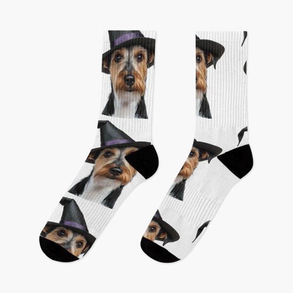 Item preview, Wire Fox Terrier dog Wearing Halloween Witch Hat designed and sold by LazyOwlStore.