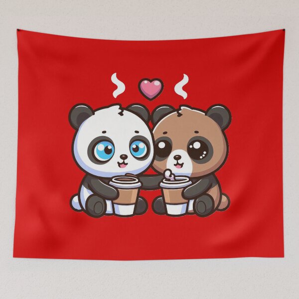 Item preview, Cute Coffee Loving Pandas - Panda Couples 13 designed and sold by PANDALOVEART.