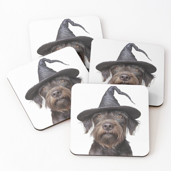 Item preview, Wirehaired Pointing Griffon dog Wearing Halloween Witch Hat designed and sold by LazyOwlStore.