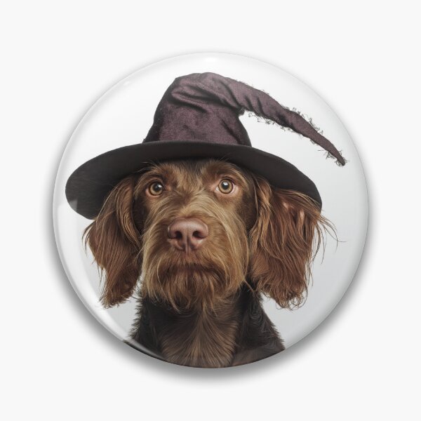 Item preview, Wirehaired Vizsla dog Wearing Halloween Witch Hat designed and sold by LazyOwlStore.