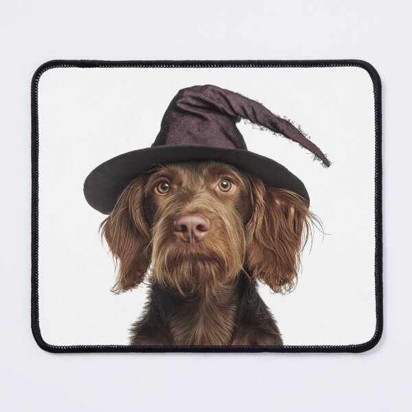 Item preview, Wirehaired Vizsla dog Wearing Halloween Witch Hat designed and sold by LazyOwlStore.