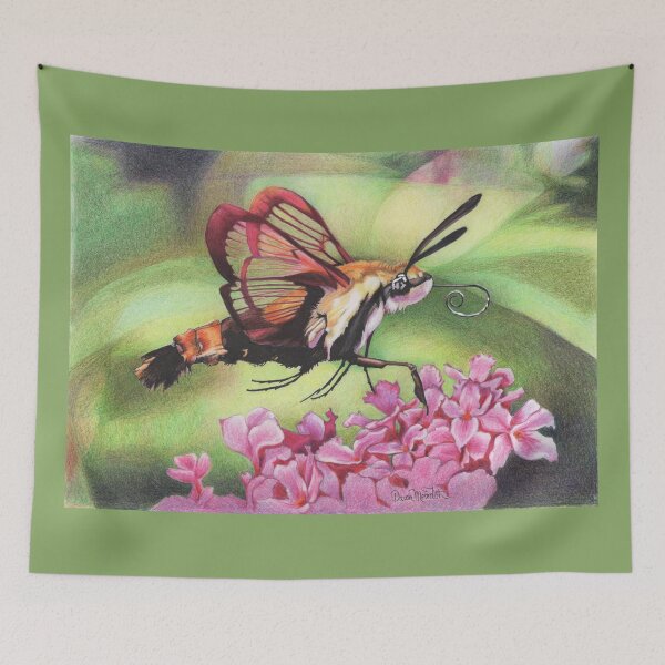 Item preview, Fuzzy Bee Moth on a colourful background designed and sold by DingbatDesigns.