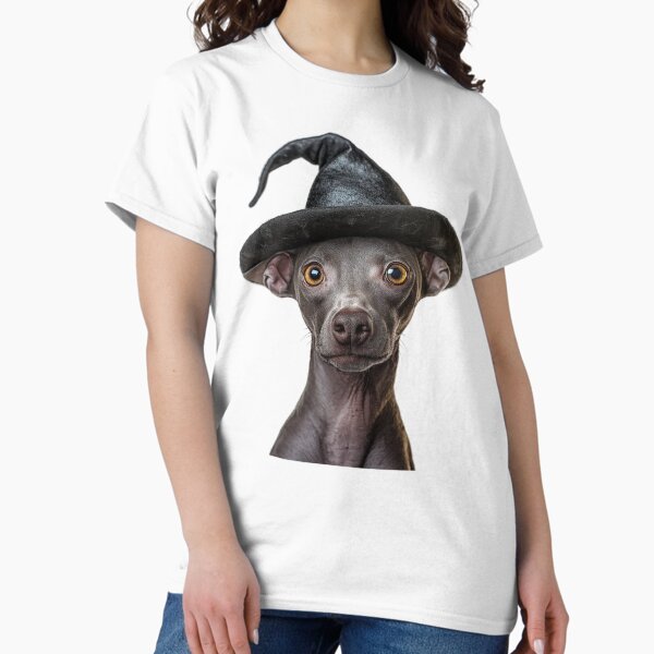 Vista previa del artículo con la obra «Perro Xoloitzcuintli con sombrero de bruja de Halloween», diseñado y vendido por LazyOwlStore.