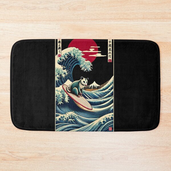 Item preview, Possum Kanagawa Wave Surf Surfboard Japanese Art Opossum Lover designed and sold by Kimberley King Art  King Art.