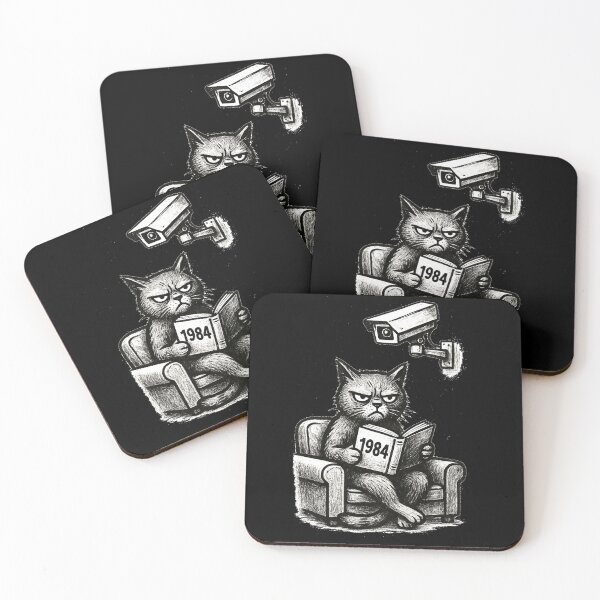Item preview, Surveillance Cat Reading 1984 - Dystopian Satirical Art designed and sold by denis90ch.