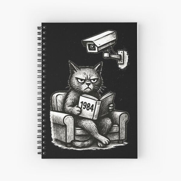 Item preview, Surveillance Cat Reading 1984 - Dystopian Satirical Art designed and sold by denis90ch.