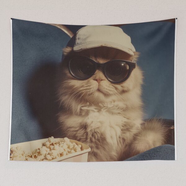 Item preview, Cool Movie Cat – Funny Cinema Kitty with Popcorn designed and sold by Retrocranio.