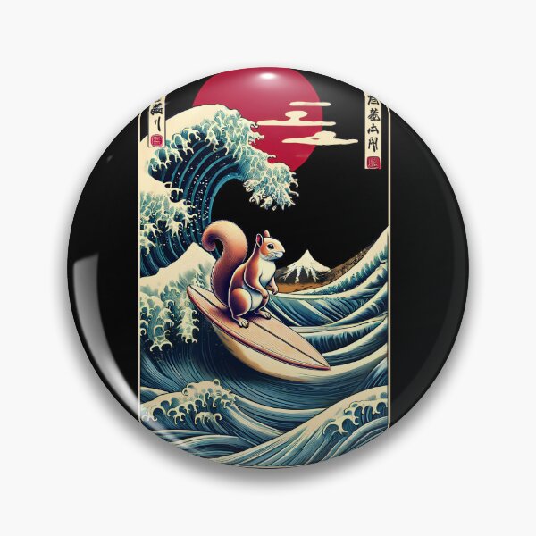 Artikelvorschau, Eichhörnchen Kanagawa Wave Surf Surfbrett Japanische Kunst Eichhörnchen Liebhaber entworfen und verkauft von Kimberley King Art  King Art.