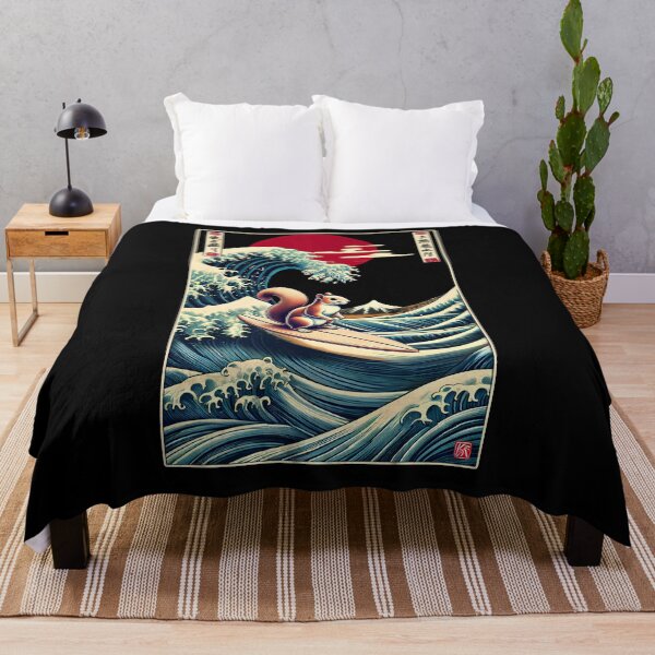 Item preview, Squirrel Kanagawa Wave Surf Surfboard Japanese Art Squirrel Lover designed and sold by Kimberley King Art King Art.