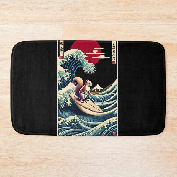 Item preview, Squirrel Kanagawa Wave Surf Surfboard Japanese Art Squirrel Lover designed and sold by Kimberley King Art  King Art.