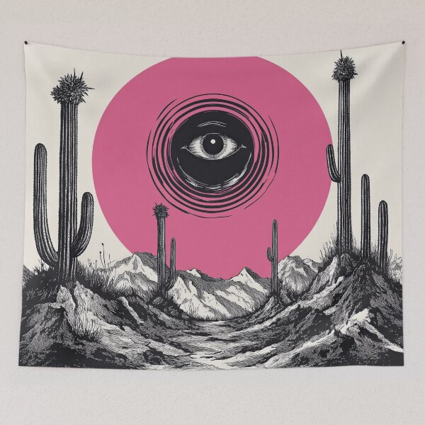 Item preview, Surreal Desert Eye Art – Psychedelic Cactus Landscape designed and sold by Retrocranio.