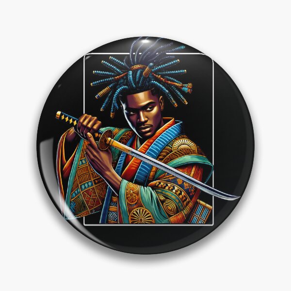 Item preview, Anime Afro American Samurai Bushido Warrior Japanese designed and sold by Kimberley King Art  King Art.
