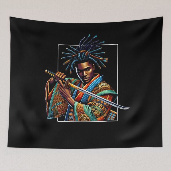 Item preview, Anime Afro American Samurai Bushido Warrior Japanese designed and sold by Kimberley King Art  King Art.