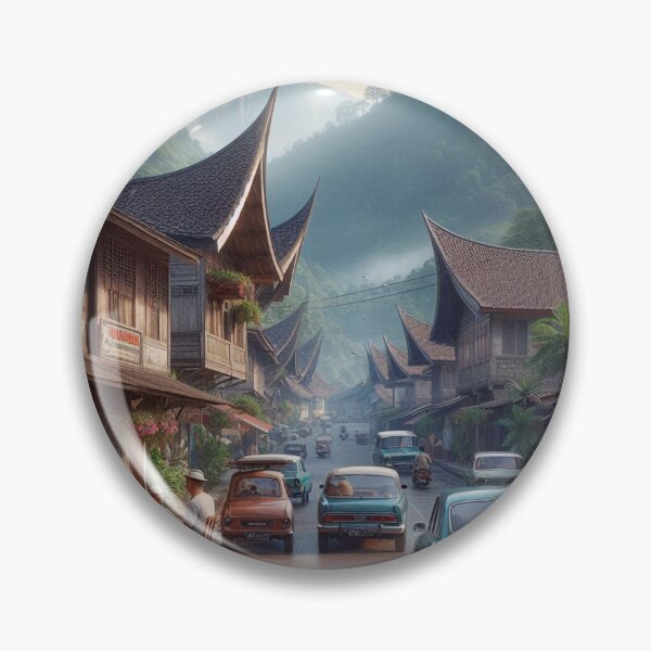 Item preview, Chill 1970s Padang Panjang – AI Artwork Colorful Roadside Café Scene for City Lovers, Travelers, and Vintage Fans designed and sold by knalpot-design.