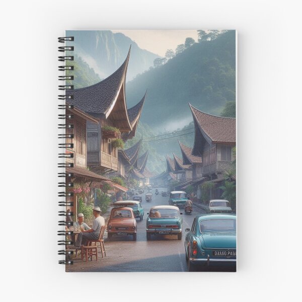 Item preview, Chill 1970s Padang Panjang – AI Artwork Colorful Roadside Café Scene for City Lovers, Travelers, and Vintage Fans designed and sold by knalpot-design.