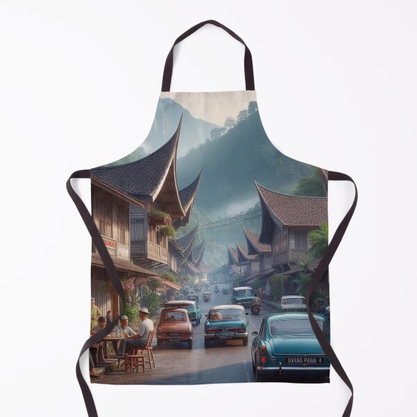 Item preview, Chill 1970s Padang Panjang – AI Artwork Colorful Roadside Café Scene for City Lovers, Travelers, and Vintage Fans designed and sold by knalpot-design.