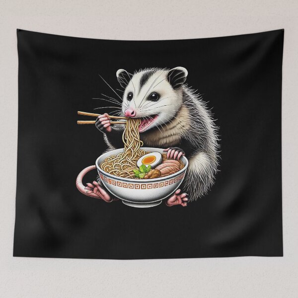 Item preview, Opossum Eating Ramen Noodle Anime Possum Japanese Food Lover designed and sold by Kimberley King Art  King Art.