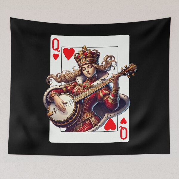 Item preview, Banjo Player Queen Of Hearts Banjoist Game Card designed and sold by Kimberley King Art  King Art.