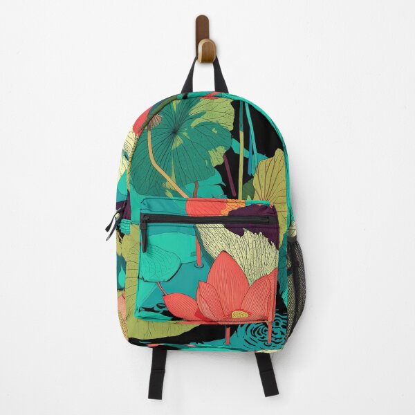 Item preview, Vibrant Lotus Pond Illustration – Colorful Botanical Art designed and sold by Retrocranio.