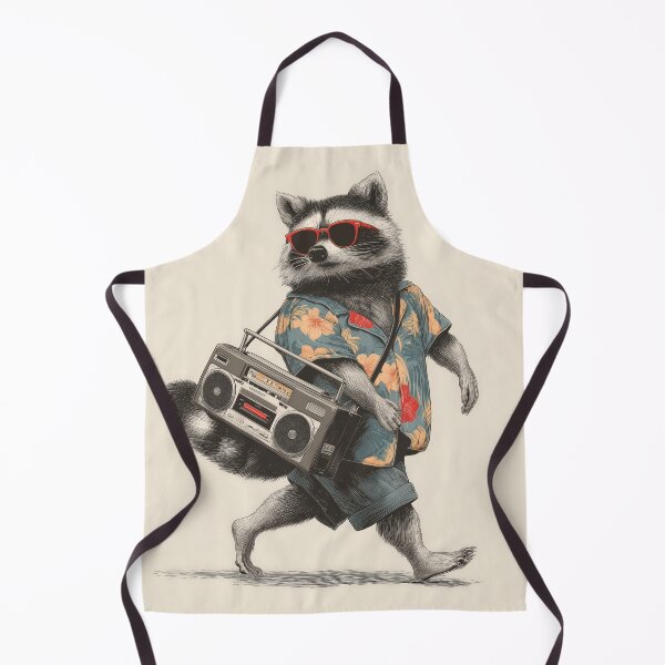 Item preview, Mapache divertido con radiocasete: arte retro de fiesta designed and sold by Retrocranio.