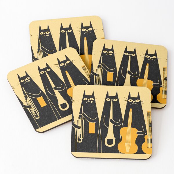 Item preview, Jazz Cat Band Illustration – Cool Musical Cats Art designed and sold by Retrocranio.