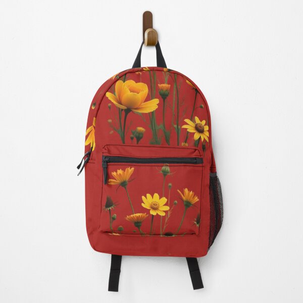Item preview, Wildflowers and a Yellow Rose to the Right #3 - Candy Apple Red Background #5011CRD designed and sold by Wildflower Rose.
