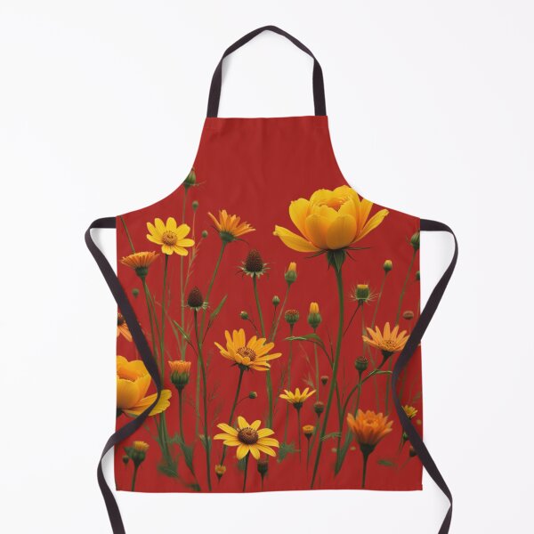 Item preview, Wildflowers and a Yellow Rose to the Right #3 - Candy Apple Red Background #5011CRD designed and sold by Wildflower Rose.