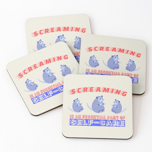 Item preview, Possum Power - Screaming is an essential part of self-care - Design for opossum fans with with funny saying - Red & blue  designed and sold by Scolliecat.