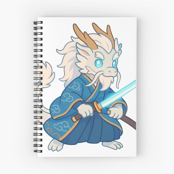 Item preview, White Eastern Dragon - Holding a Katana Sword designed and sold by Pastel Purrade.