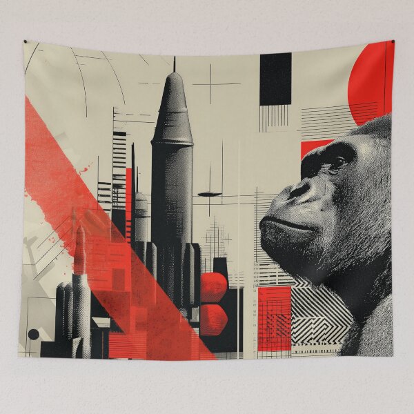 Item preview, Futuristic Gorilla Art – Abstract Urban Pop Design designed and sold by Retrocranio.